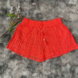 Red Lace Women's Shorts 90 % cotton 10%nylon